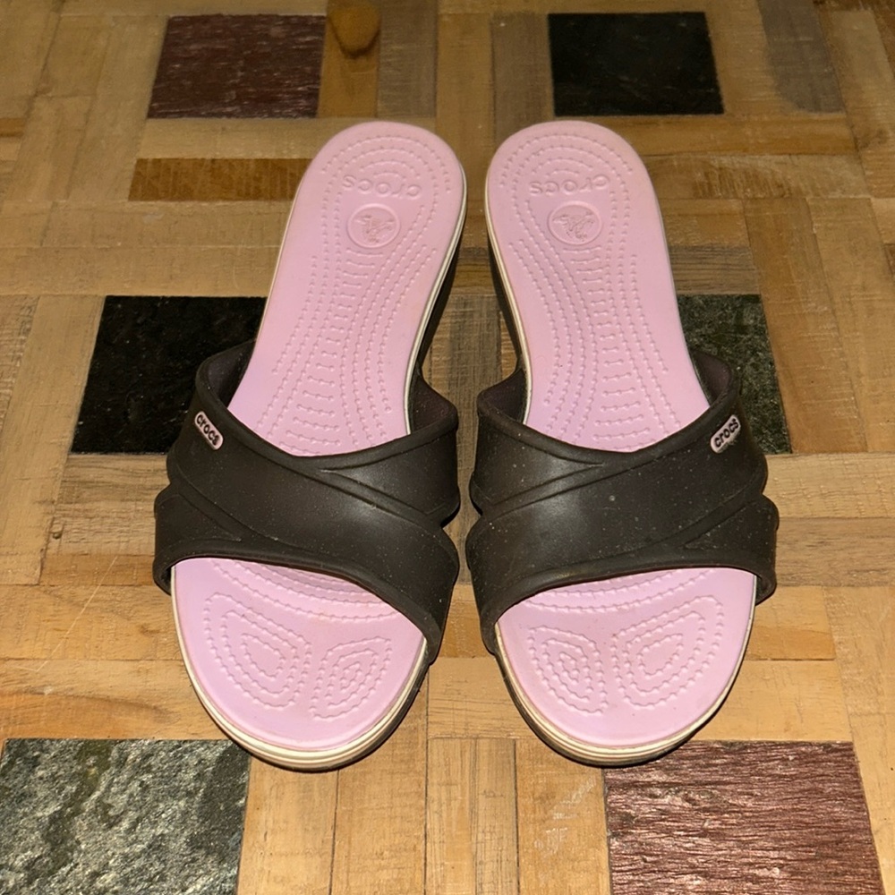Crocs Flip Flop Sandals Brown And‎ Pink Size 10